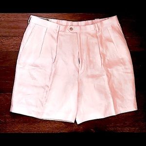 🎉HP🎉NWT PAUL STUART Men’s pink linen shorts w/pleated front&relaxed fit. Sz 40